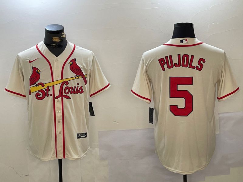 Men St.Louis Cardinals #5 Pujols Cream Game 2024 Nike MLB Jersey style 1